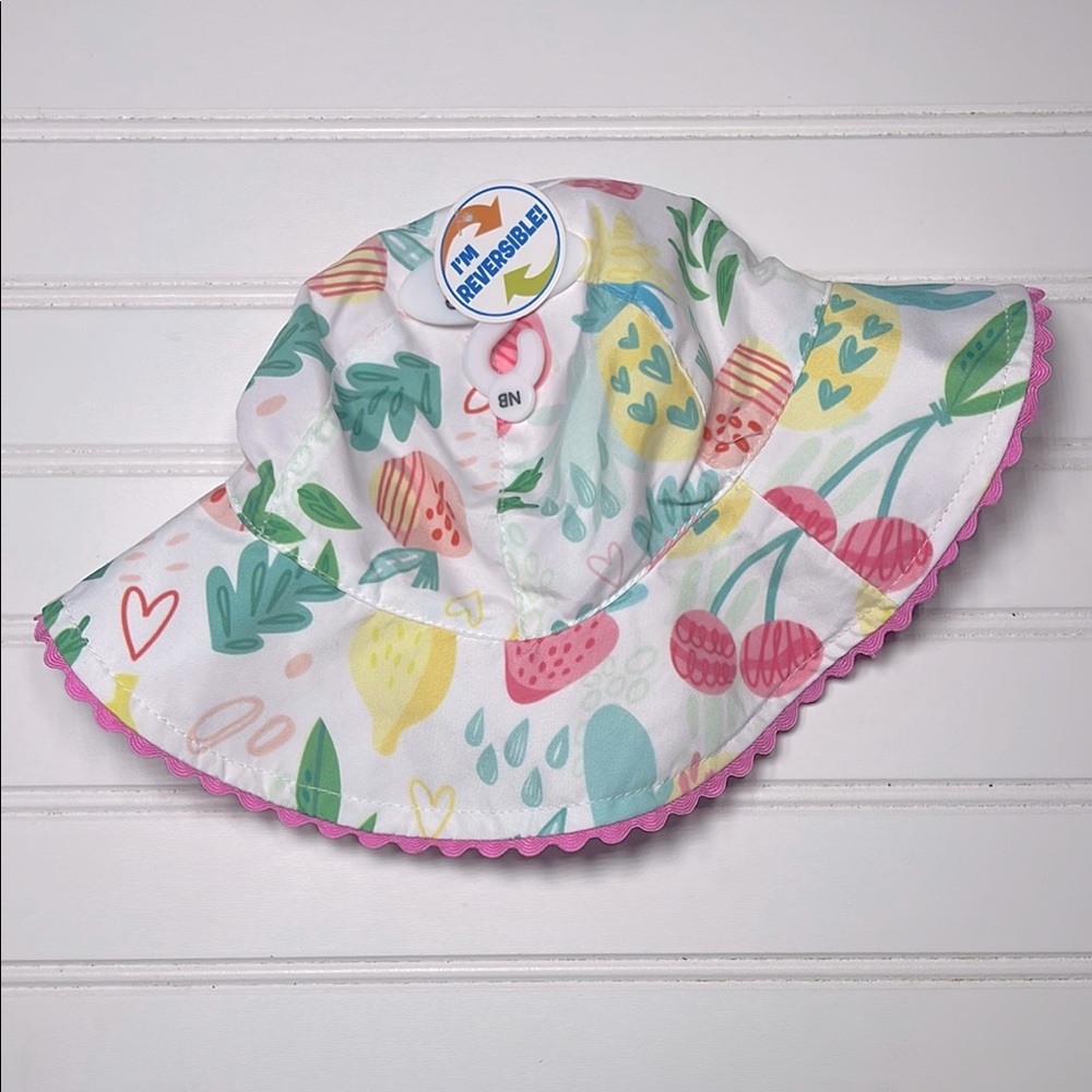 ADDIE & TATE NWT Girls Reversible Fruit Pink Striped Sun Hat